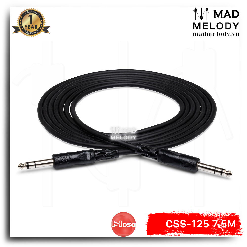 Hosa Balanced Interconnect CSS-125 (7.5m) (1/4in TRS - 1/4in TRS) [Dây cáp tín hiệu kết nối 6ly đơn, NEW]