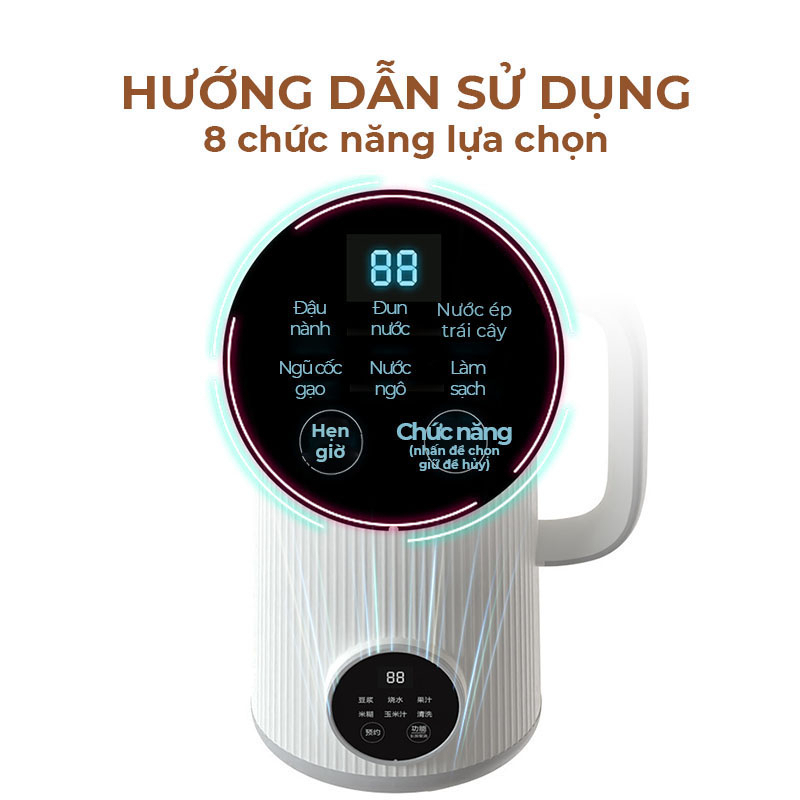 Máy nấu sữa hạt 0.8L, Máy làm sữa hạt OSTMARS 8 chức năng xay nấu tiện lợi, Máy xay hạt đa năng, làm sữa đậu nành, sữa ngô nguyên chất an toàn cho sức khỏe gia đình, tốt hơn máy làm sữa hạt unie