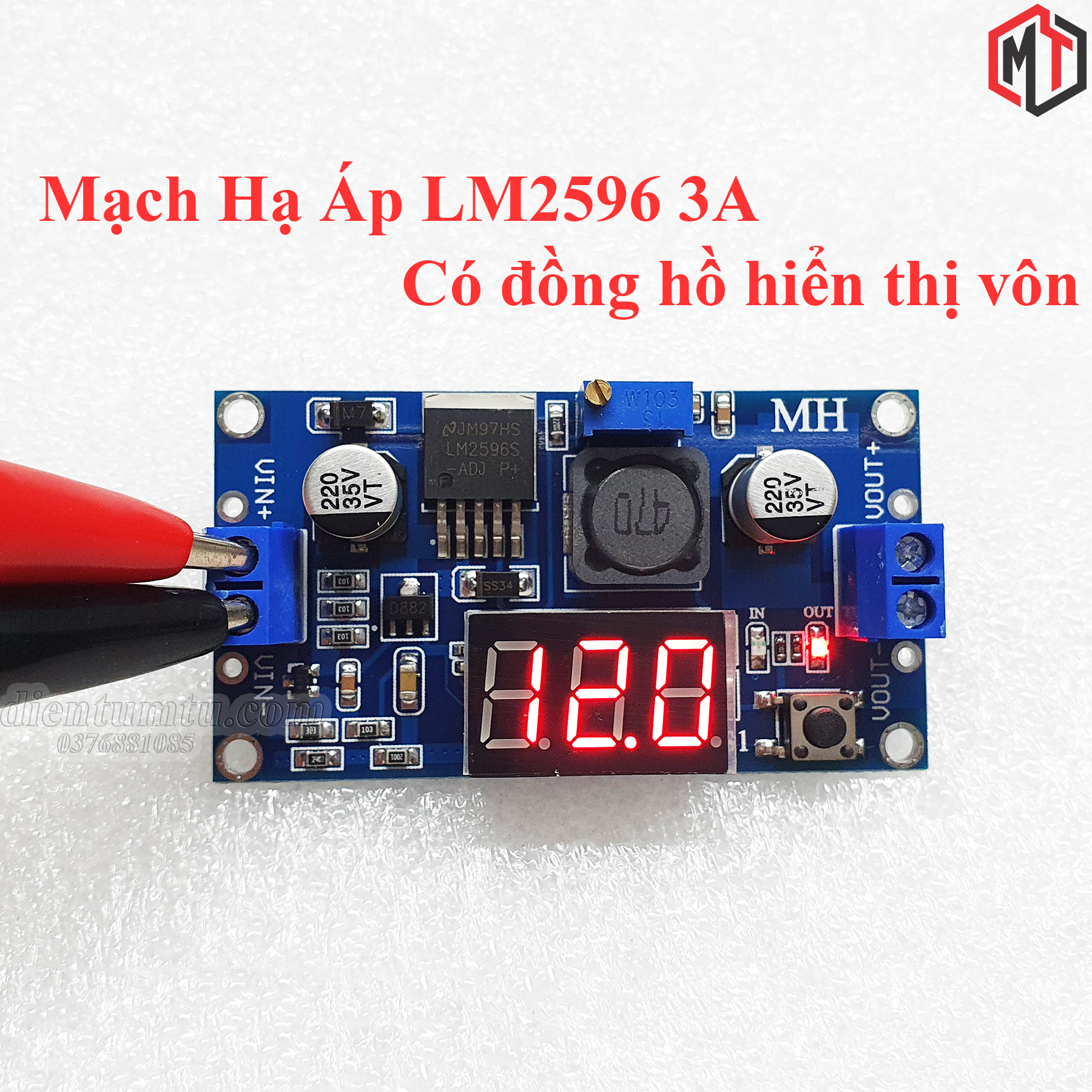 Mạch Giảm Áp, Hạ Áp LM2596 3A - Có Led hiển thị Volt