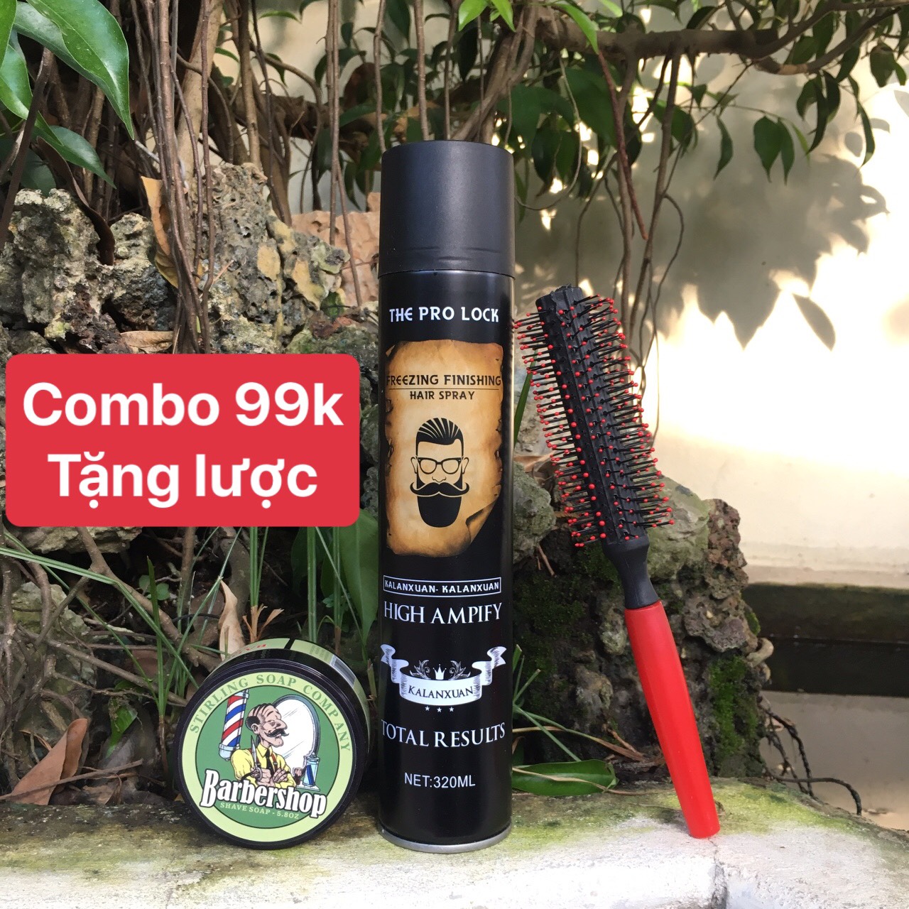 Combo Gôm Xịt Tóc The Pro Lock + Sáp Vuốt Tóc BarBer Tặng Lược