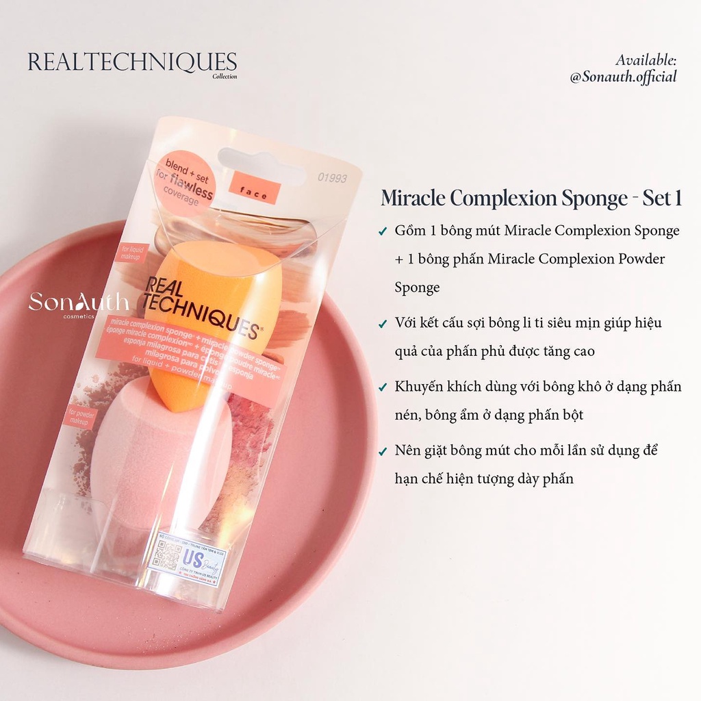 Bông tán nền Real Techniques Miracle Complexion Sponge