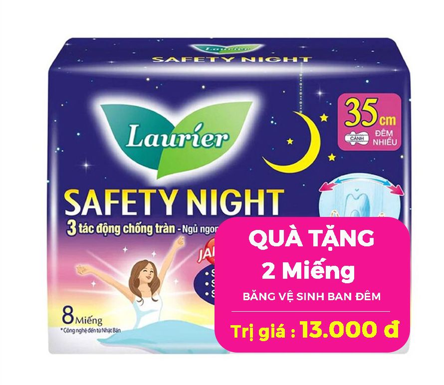 Băng Vệ Sinh Laurier Ban Đêm 35cm 8 Miếng [Tặng 2 miếng cùng loại]