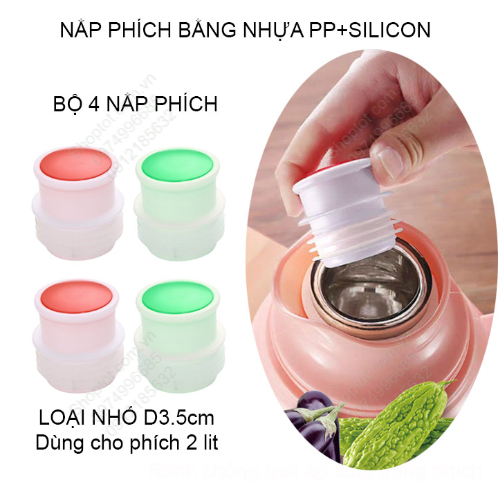 Bộ combo 4 nắp đạy phích nước bằng nhựa PP, Silicon chịu nhiệt độ cao, màu ngẫu nhiên