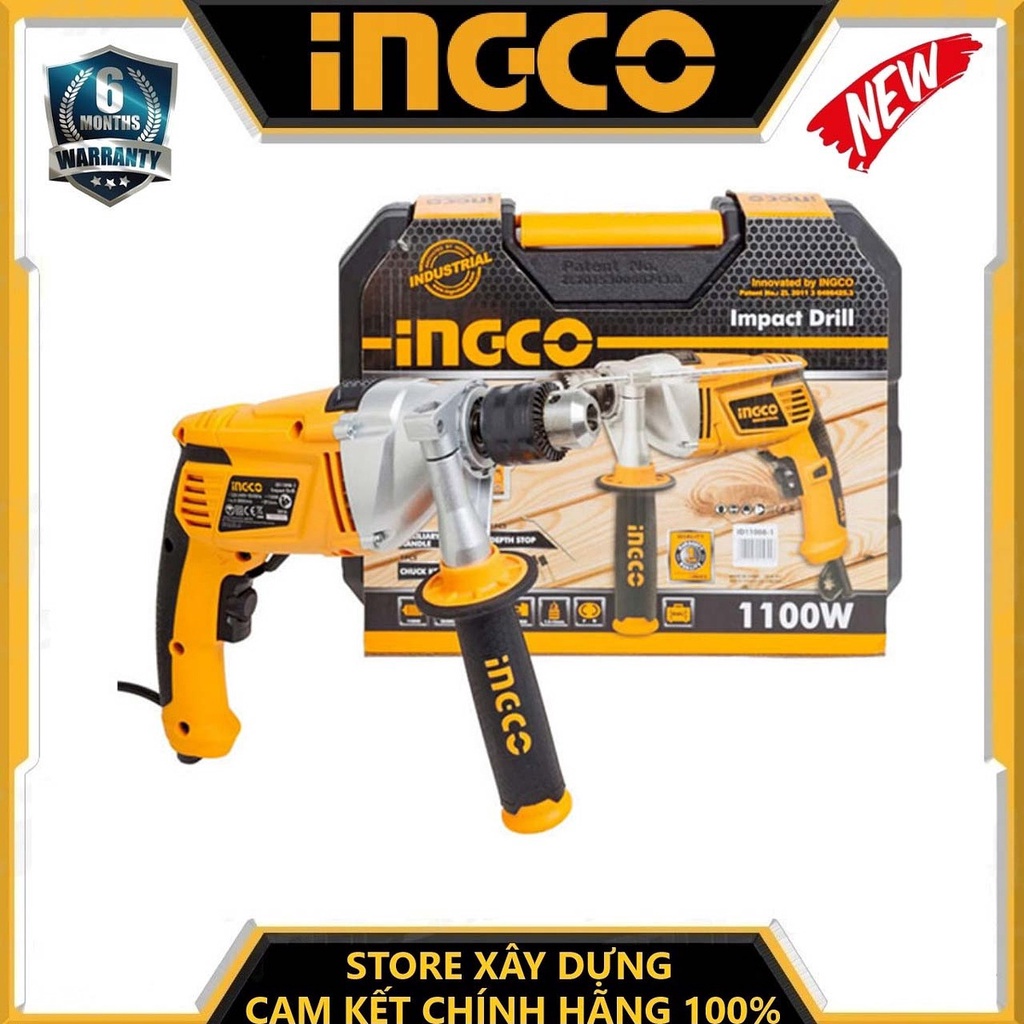 Máy khoan búa 1100w 16mm ingco id211002e - hàng chính hãng