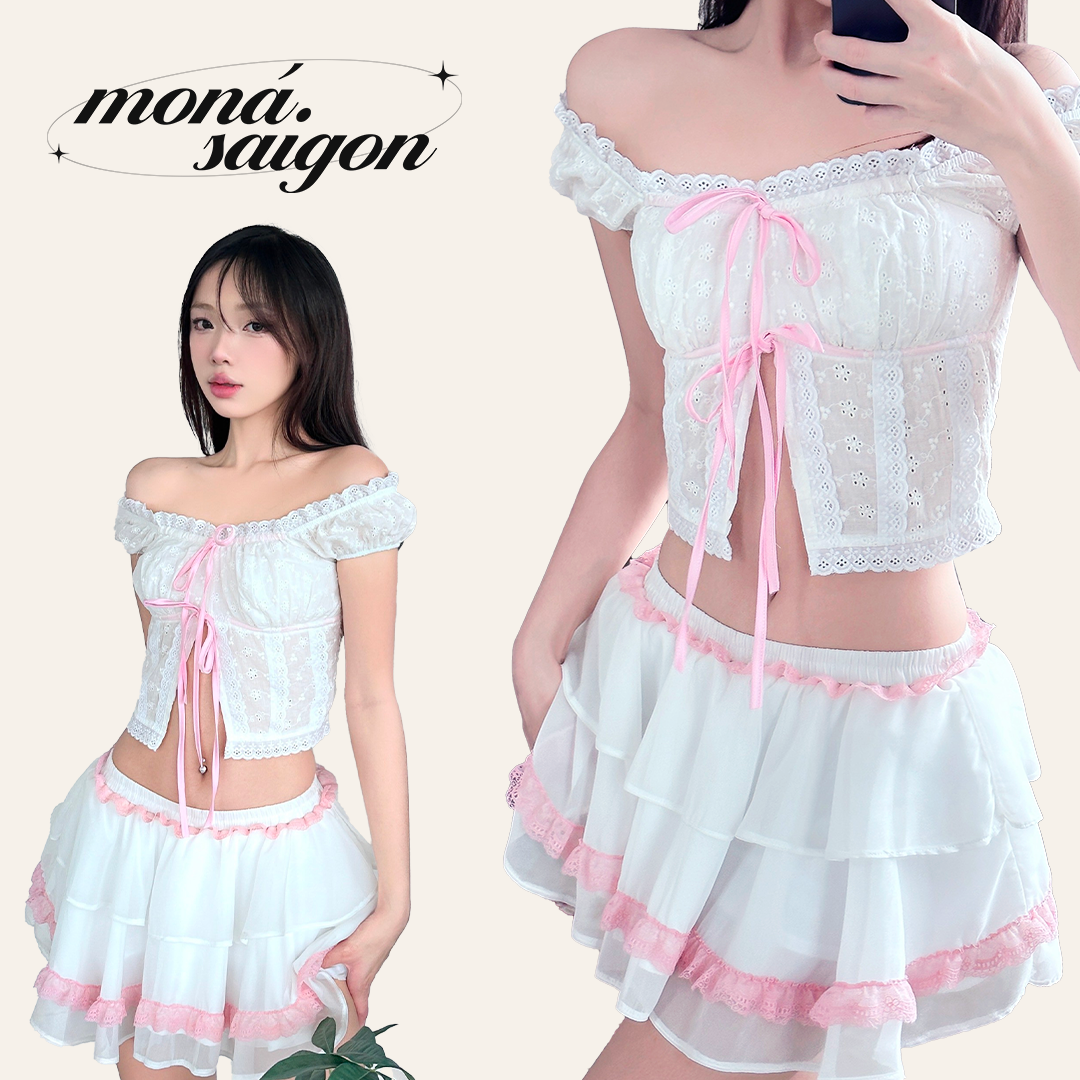 [VOUCHER 12%/149K] Chân váy xòe phối ren MONÁ - SELINA