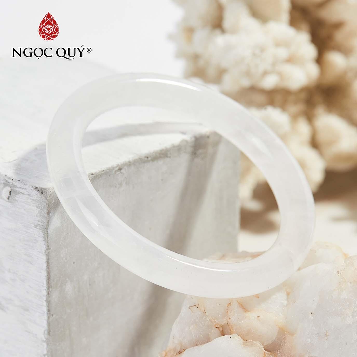 [HCM]Vòng Tay Đá Thạch Anh Ưu Linh Trắng Bản Tròn Mệnh Kim Thủy (màu trắng) - Ngọc Qúy Gemstones