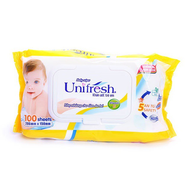 Khăn ướt Unifresh không mùi Vitamin E/ nha đam