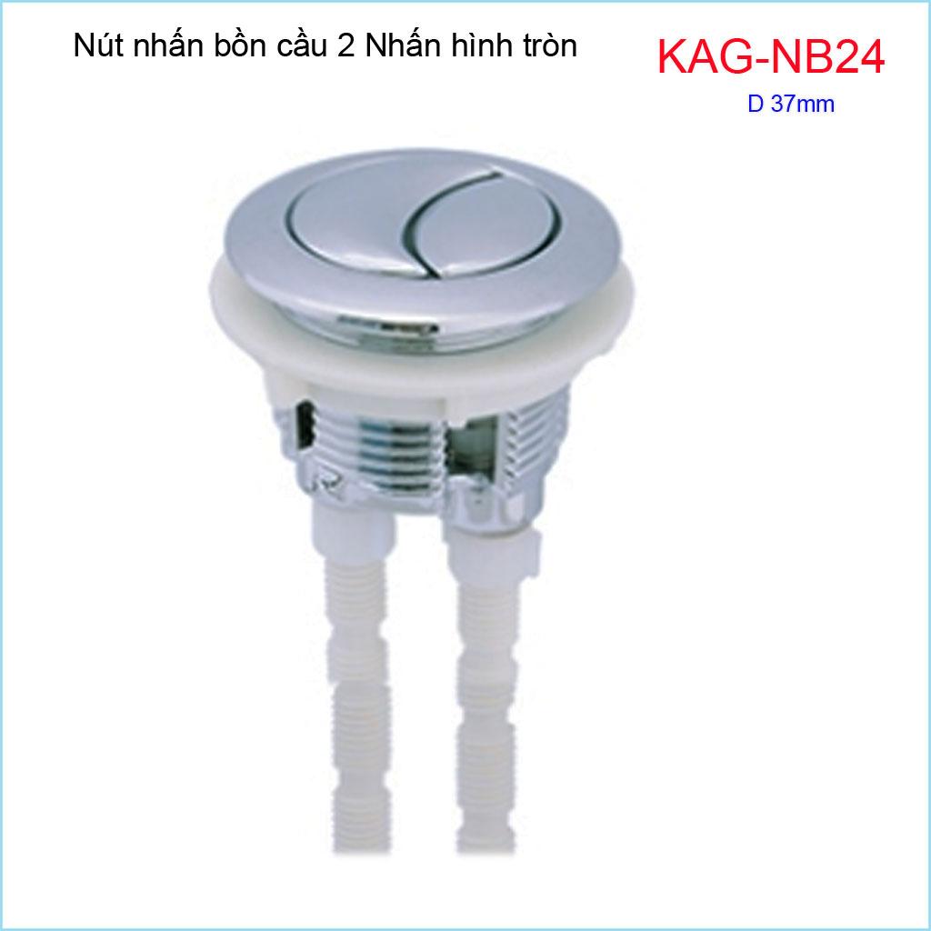 [HCM]Nút nhấn cầu xả 2 nhấn tròn lỗ sứ D3.7-4cm, nút xả cầu KAG-NB24, nút nhấn tròn ấn tay êm màu inox bóng