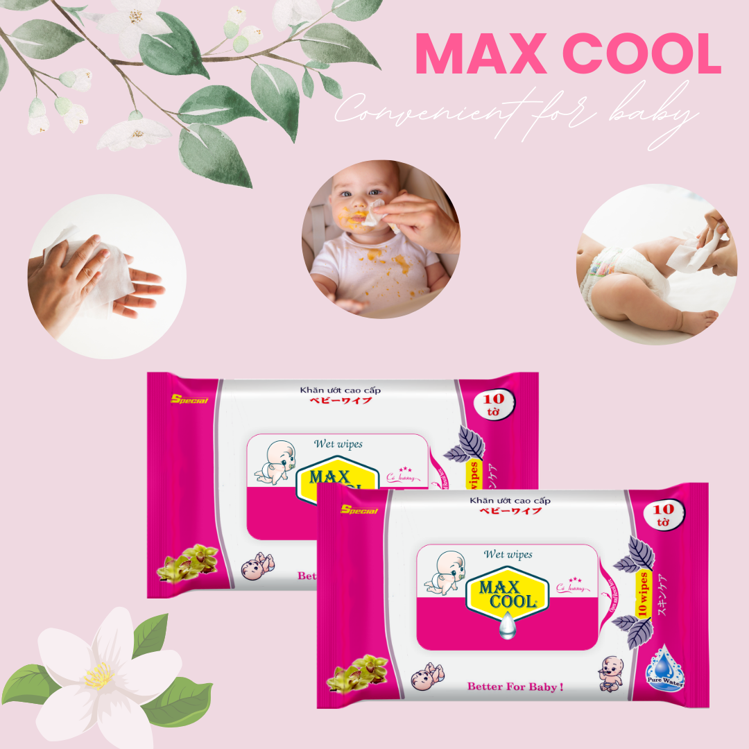 Combo 2 gói khăn ướt 10 tờ MAX COOL - có hương