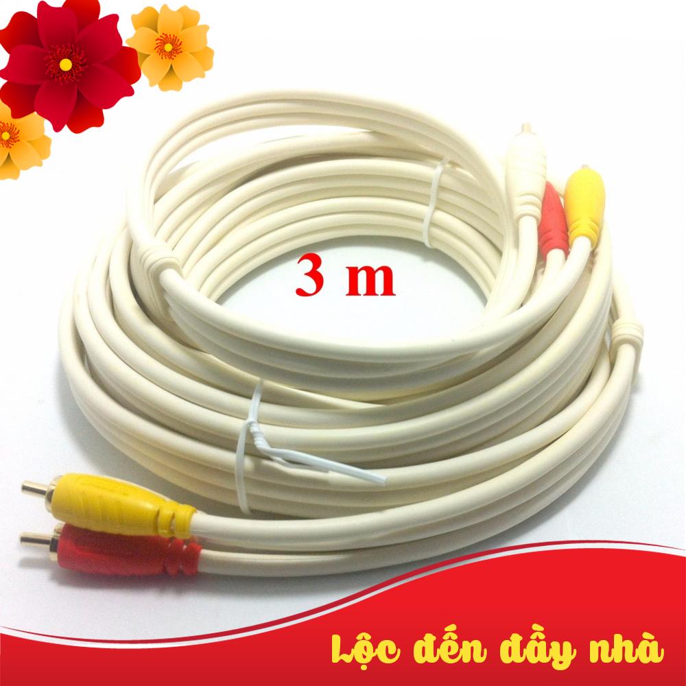 Dây cáp AV bông sen Video/Audio RCA dài 3m (Loại tốt)