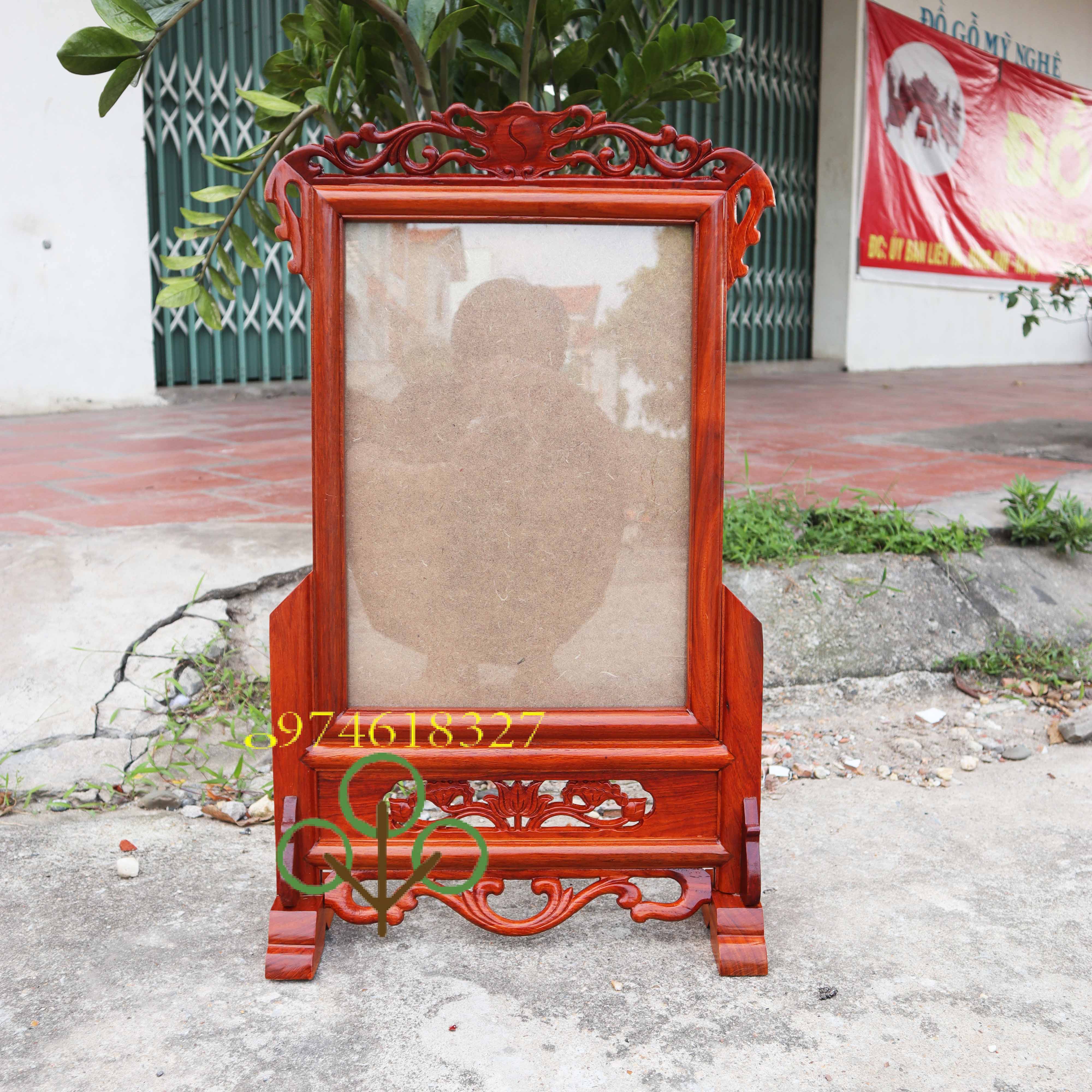 Khung ảnh thờ khung hình gia tiên trạm hoa lá tây gỗ hương 5 cỡ hình thờ