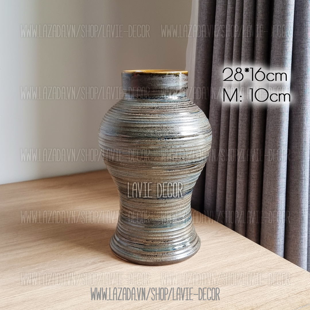 Lọ hoa gốm sứ men hỏa biến ánh bạc Bát Tràng