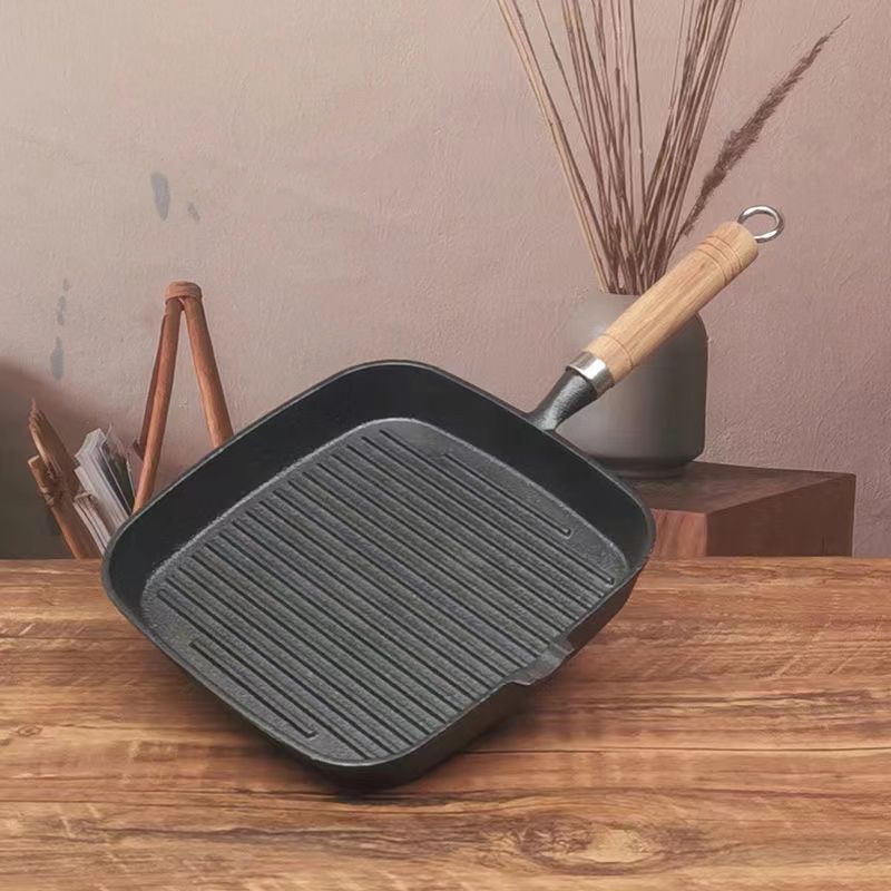 Chảo Nướng BBQ Hàn Quốc 22CM, Chảo Gang Đúc Thủ Công Siêu Chắc Chắn, Áp Chảo Bò Bít Tết Biến Bạn Thành 1 Đầu Bếp Khi Mua Nó