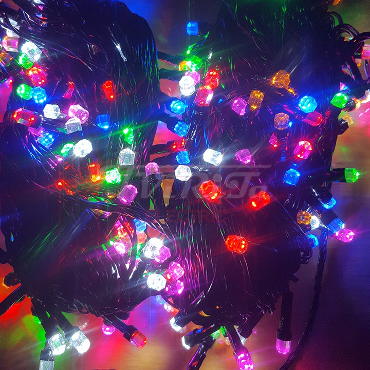 Dây đèn Led lục giác dài 50m nhấp nháy nhiều màu dùng trang trí Sân Vườn, Gia Đình, Quán, Noel, ... Chúc Mừng Năm Mới quà Tết 2021