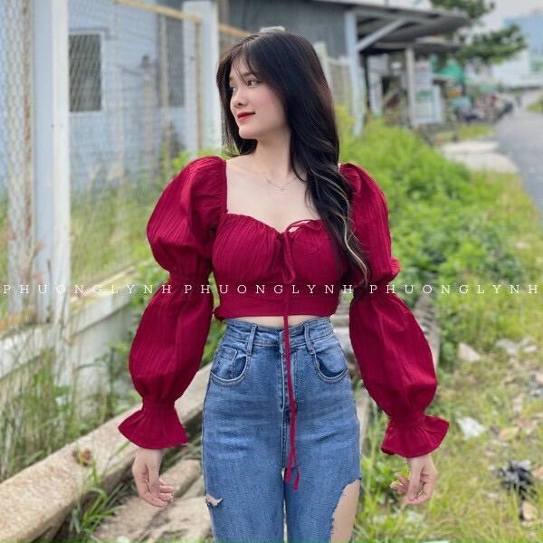 Áo kiểu voan cúp ngực chéo dây ( mặc 2 kiểu)
