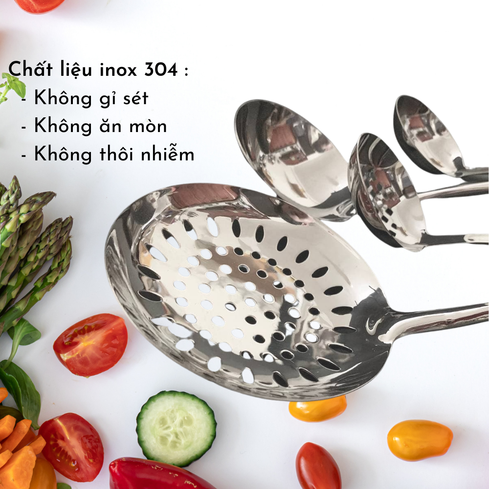 Muôi Canh, Lẩu Inox 304 Cao Cấp Malicook ( Muôi Thủng - Muôi Canh )[ XẢ KHO - FREESHIP]