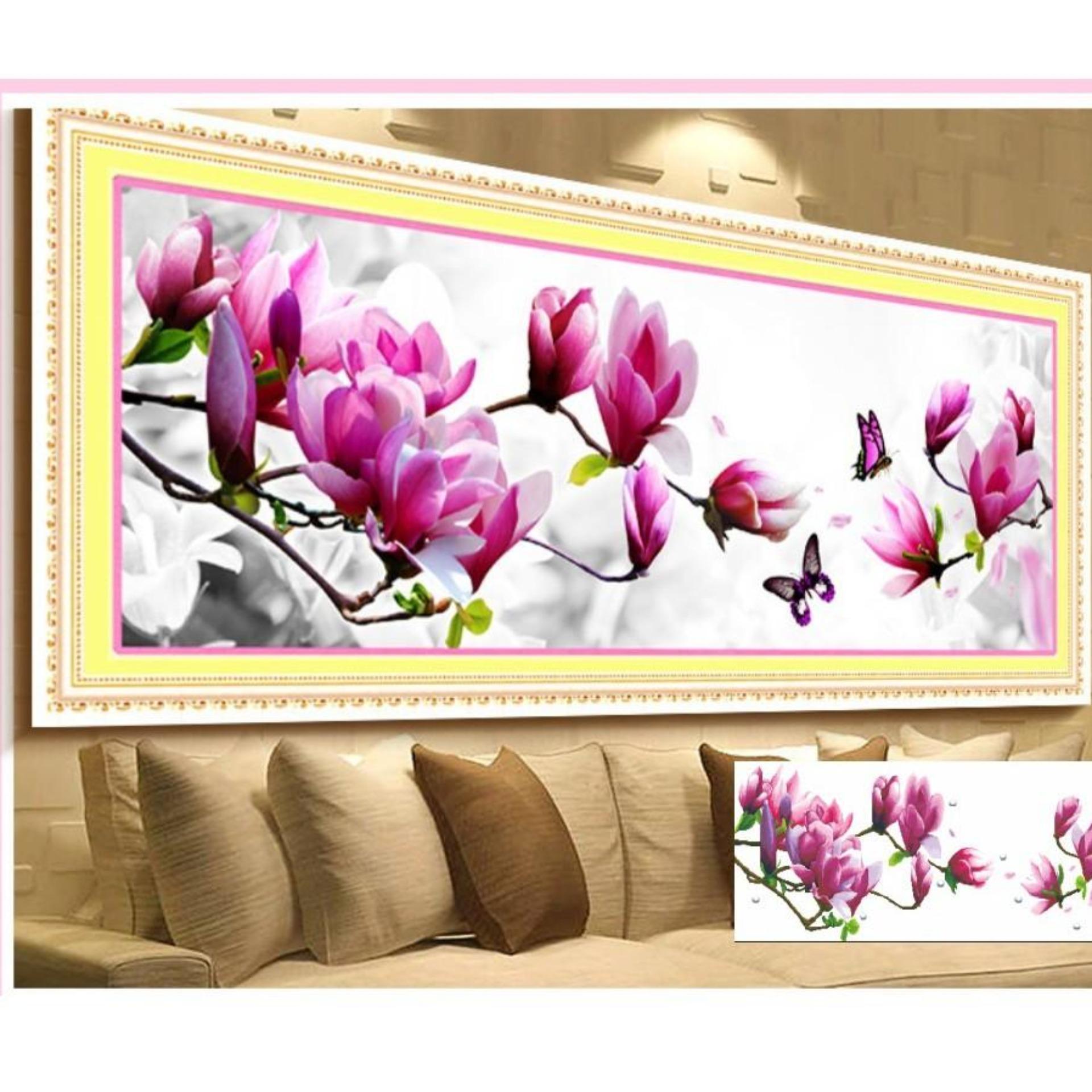 Tranh đính đá cao cấp hoa lan khoe sắc Y8081