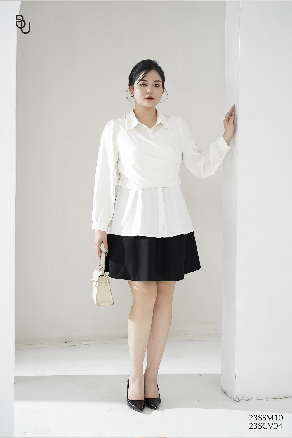 Áo sơ mi đắp chéo eo BIGSIZE (55kg đến 95kg) - 23SSM10 - [BUstu Bigsize]