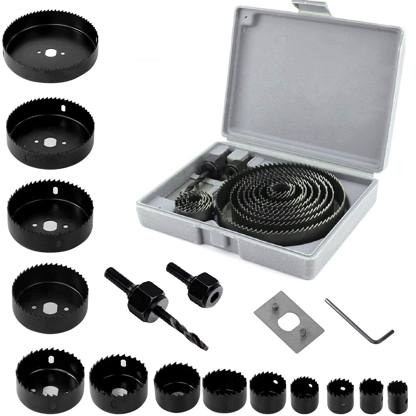 Tấm gỗ mỏng pvc nhựa đục lỗ đào lỗ khoan đầu khoan tấm mỏng thợ mộc mở bộ dụng cụ mở lỗ, khoan đục gỗ - Bộ khoét lỗ tròn (13pc 19-127mm)