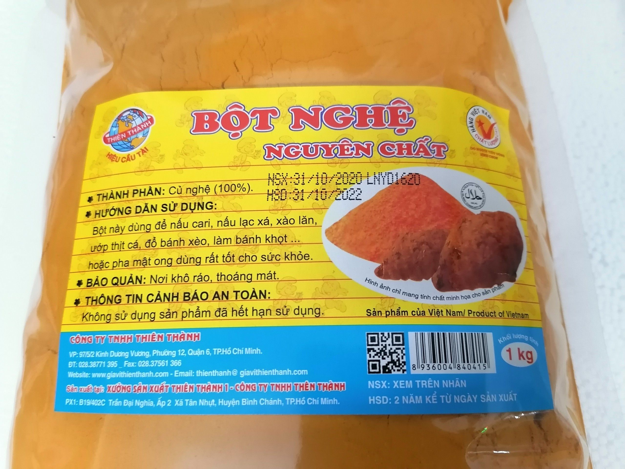 [1Kg] BỘT NGHỆ NGUYÊN CHẤT [VN] THIÊN THÀNH Tumeric Powder (halal) (bph-hk5)