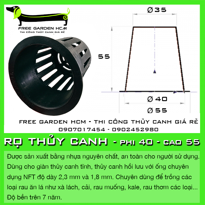 RỌ NHỰA TRỒNG RAU PHI 55 HOẶC PHI 65 COMBO 100 CÁI