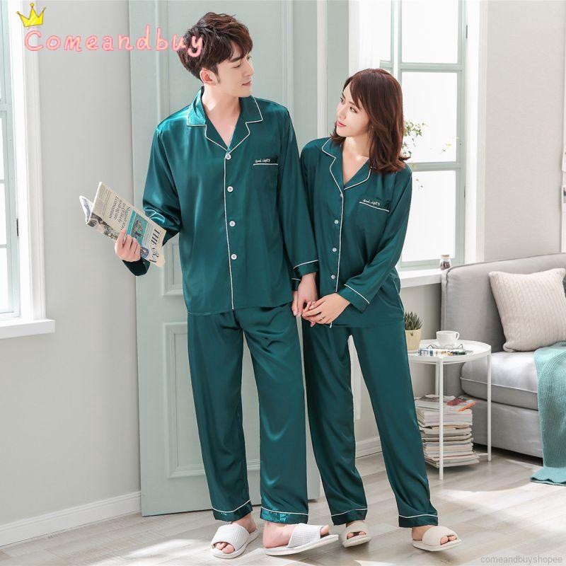 Đồ ngủ lụa mỏng tay dài cho cặp đôi HOT ●9/16✌