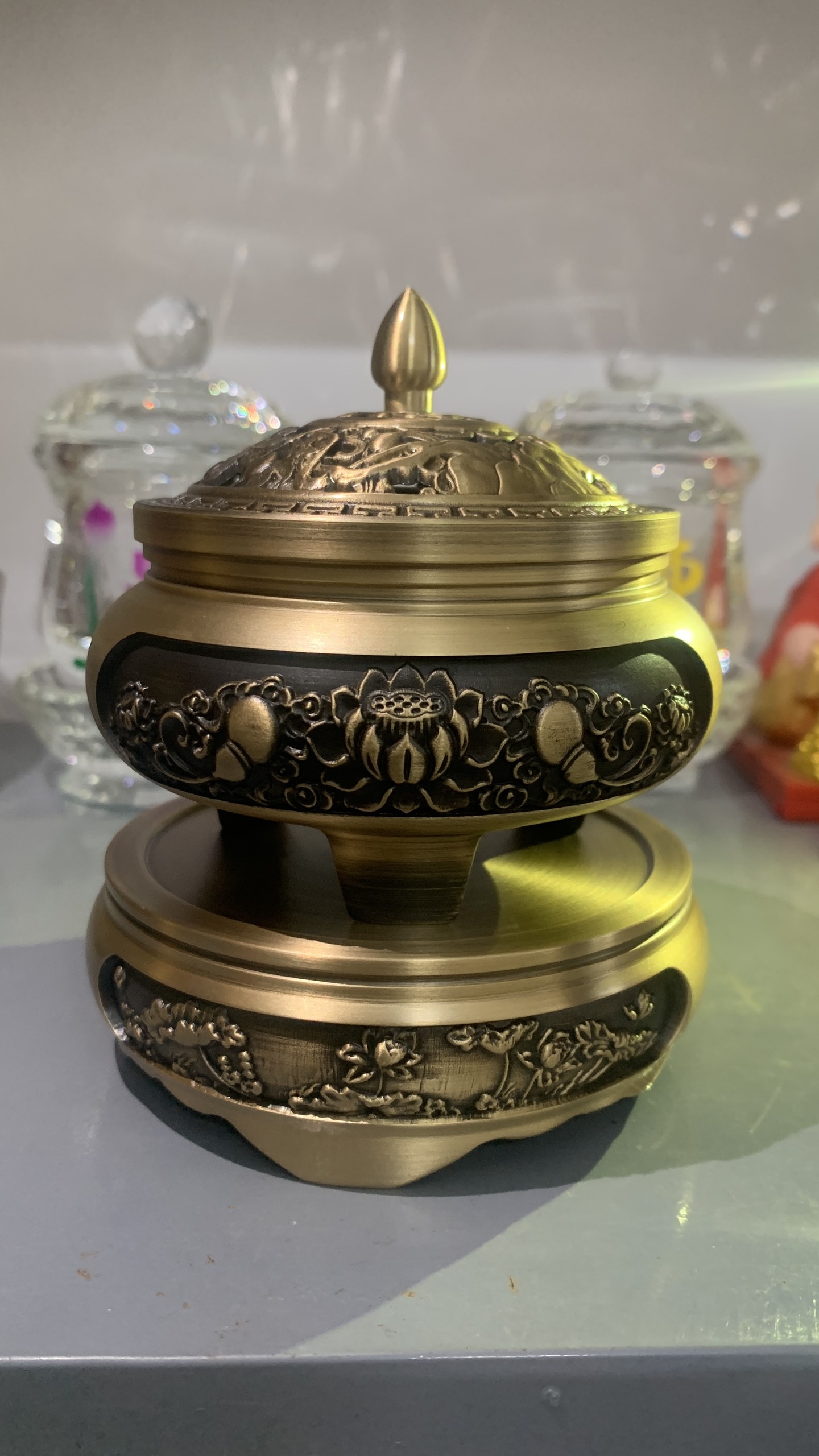 lư xông trầm đồng - hoa sen cao cấp