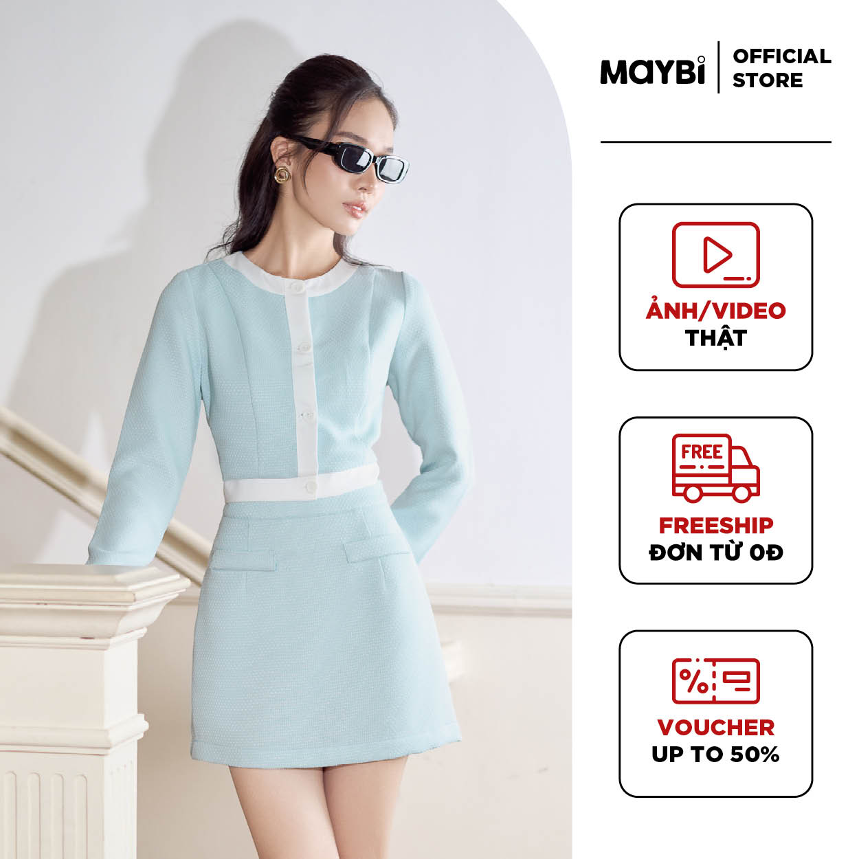 [NHẬP MÃ NOVFALAZSOCIAL02 GIẢM 40K ĐƠN 199K  ] Chân váy mini ôm bố Maybi
