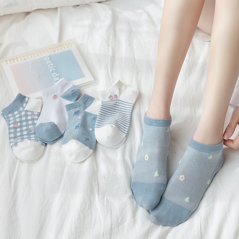 tất ngắn vớ nữ set 5 đôi vớ nhiều hình
