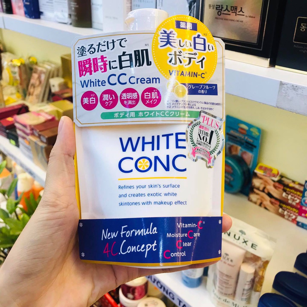Kem dưỡng trắng toàn thân white conc body cc cream nội địa nhật bản - sữa dưỡng thể white conc body cc cream vitamin c 200g - kem dưỡng trắng white cc cream white conc dạng túi nhật bản dưỡng thể white con cc cream 200g