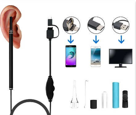 Dụng cụ lấy ráy tai có gắn camera nội soi đa năng hình ảnh sắc nét