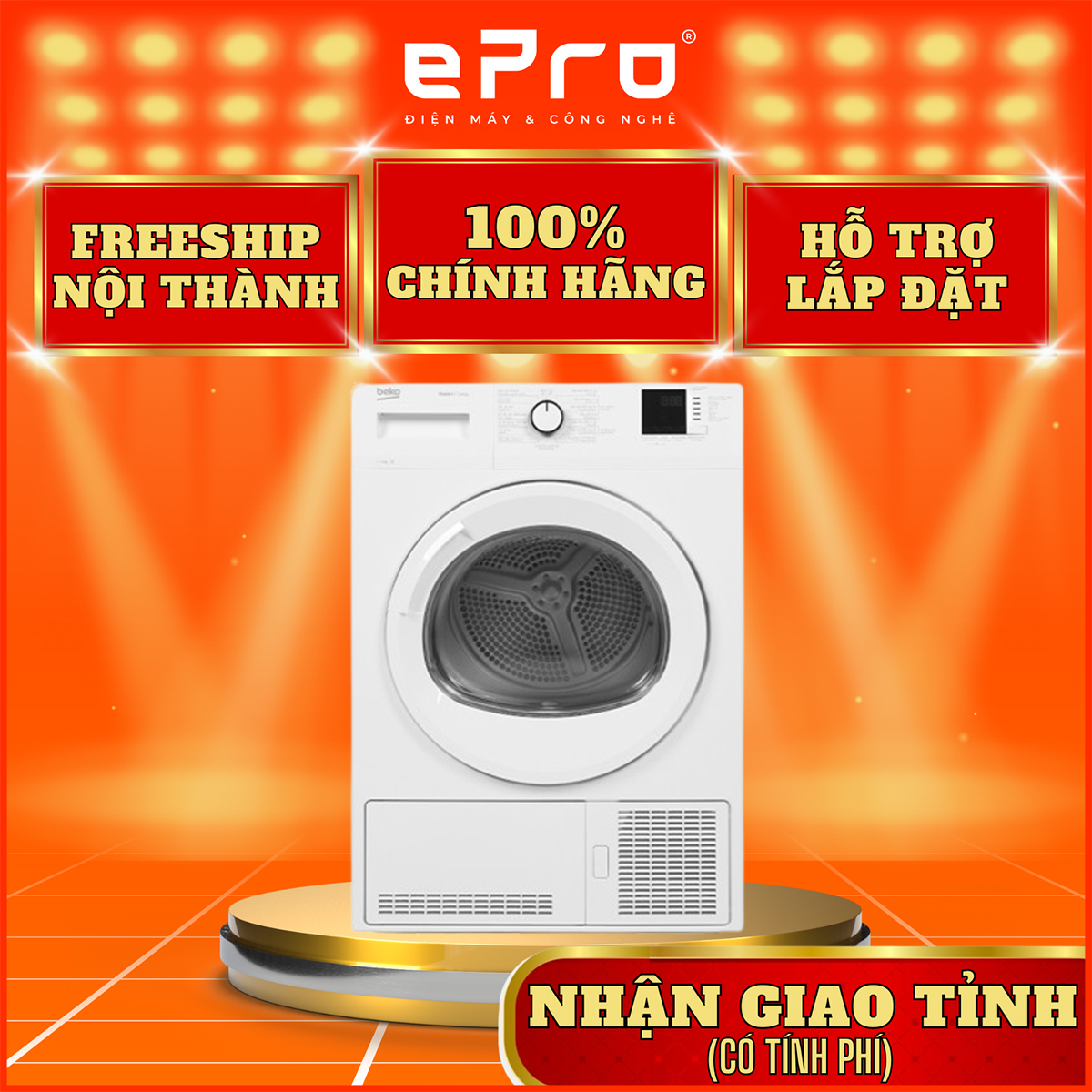 Máy sấy ngưng tụ beko 8 kg du8133ga0w - hàng chính hãng