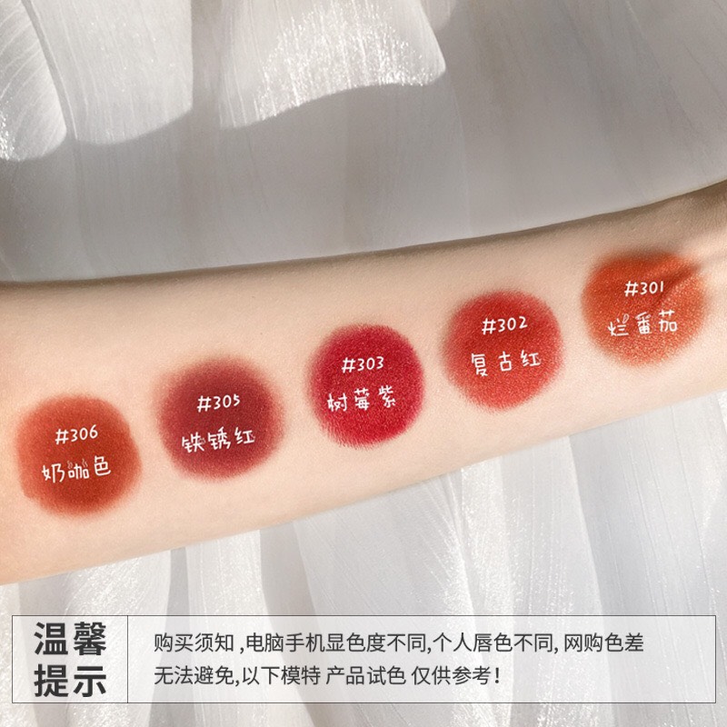 Set son kem lì 5 cây Màu Đen cô gái Lip Glaze Matte Không Thấm Nước Màu Đen Lip Tint