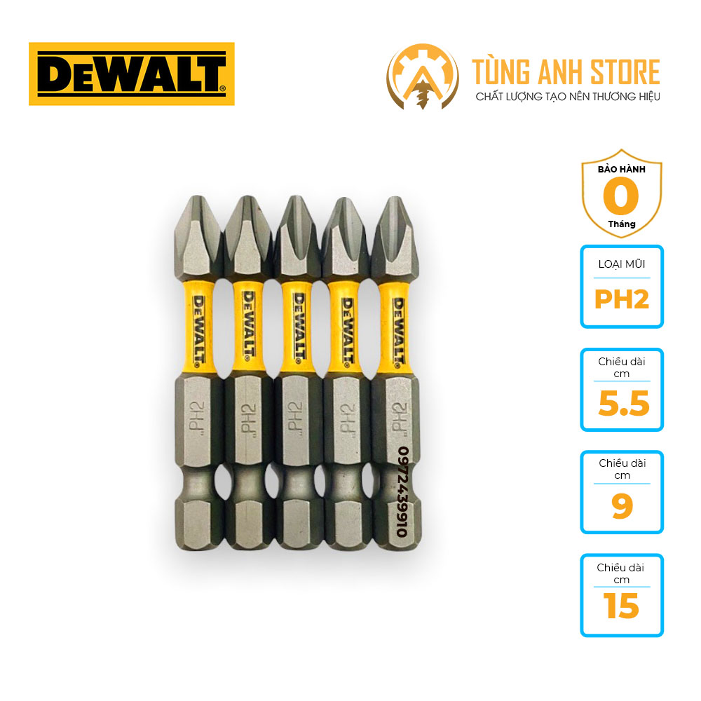 Mũi Bắn Vít DEWALT Có Từ, PH2 5cm, 9cm, 15cm