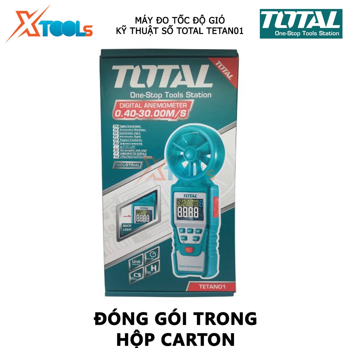 Máy đo tốc độ gió kỹ thuật số TOTAL TETAN01 | thiết bị đo lưu lượng gió Chức năng đèn nền, Với chức năng thông báo chỉ số pin mức thấp đo tốc độ và áp suất của gió [CHÍNH HÃNG][XTOOLs]
