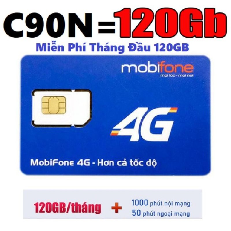 SIM 4G MOBI C90N KM 120GB ( 4GB/NGÀY) - Miễn phí cuộc gọi  - Miễn phí tháng đầu từ MƯỜNG THANH ROYAL