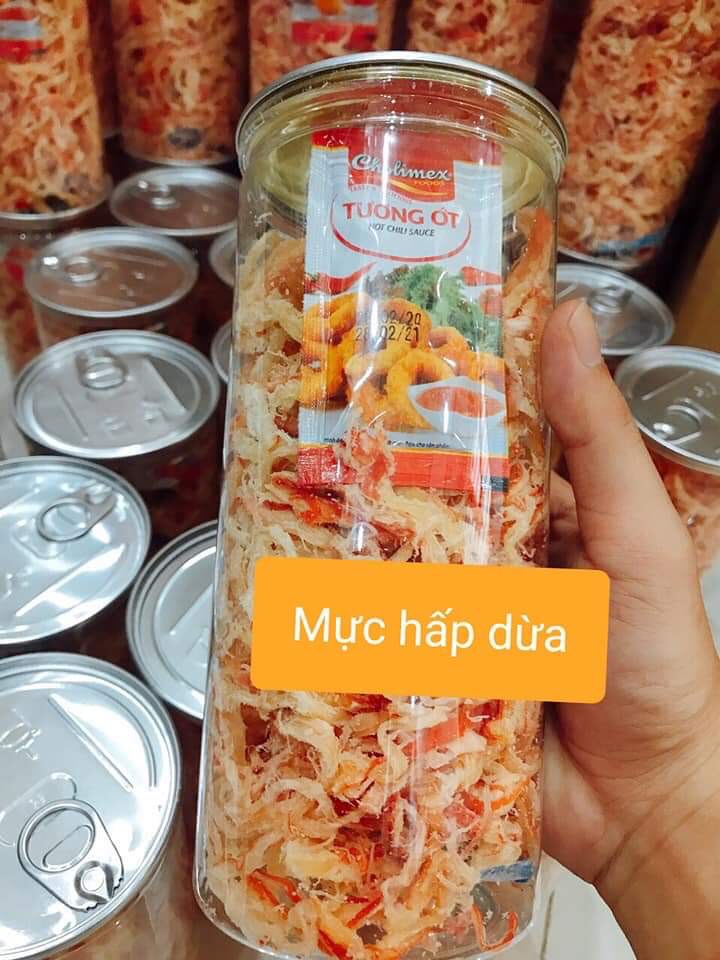 [ Lon 250gram ] Khô Mực Hấp Nước Cốt Dừa Loại Ngon