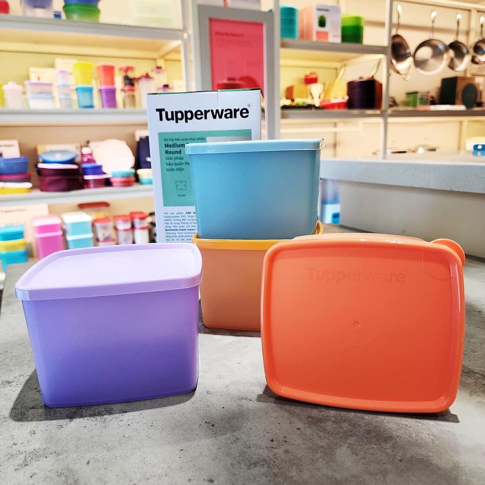 Bộ Hộp Medium Square Round 850ml (4 Hộp) - Tupperware