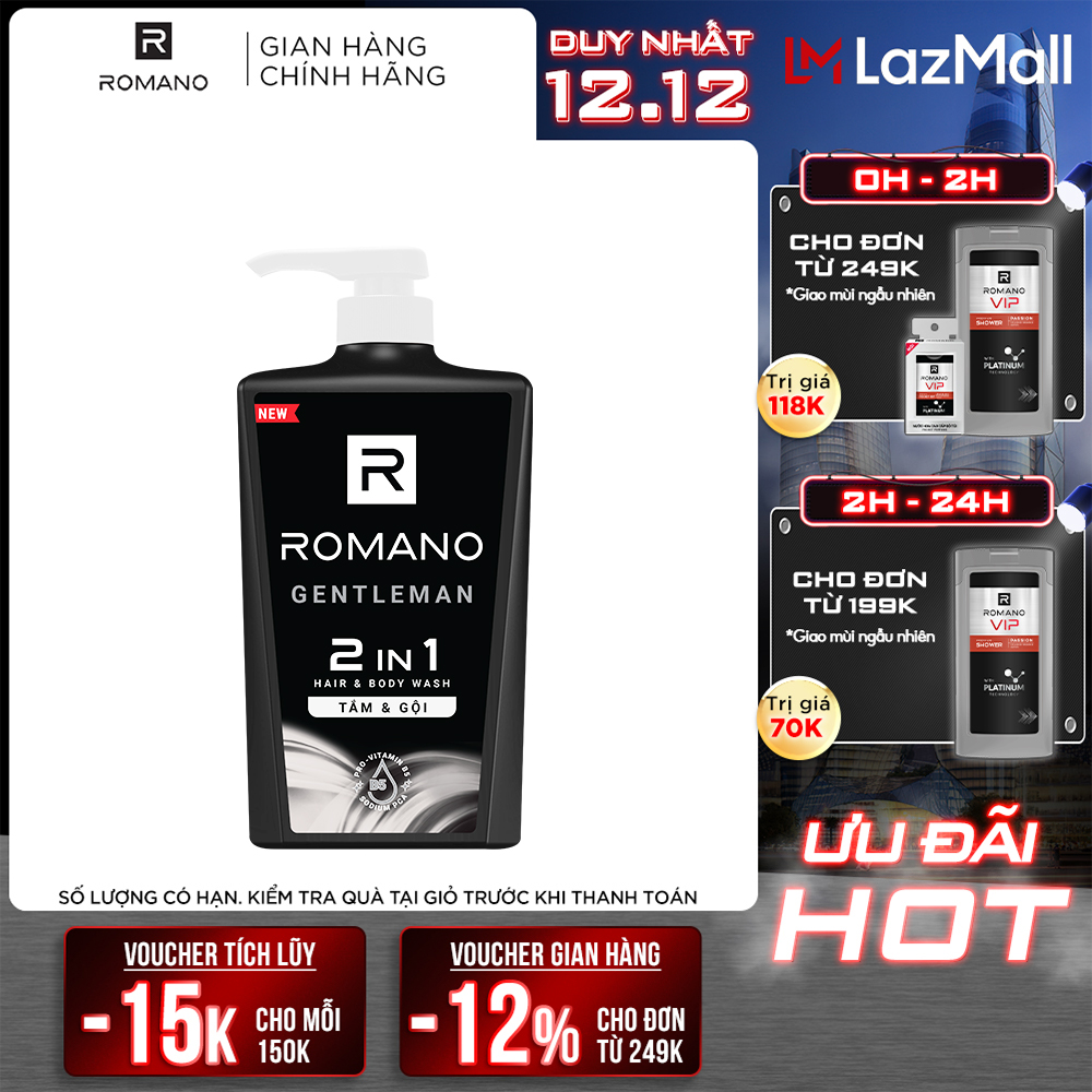 BÁO GIÁ DẦU GỘI ROMANO GENTLEMAN 650G (STORE 1001,1003) | Shopee Lazada Sendo Tiki mới nhất 68 Sữa tắm gội cho nam Romano 2 trong 1 Gentleman 650g