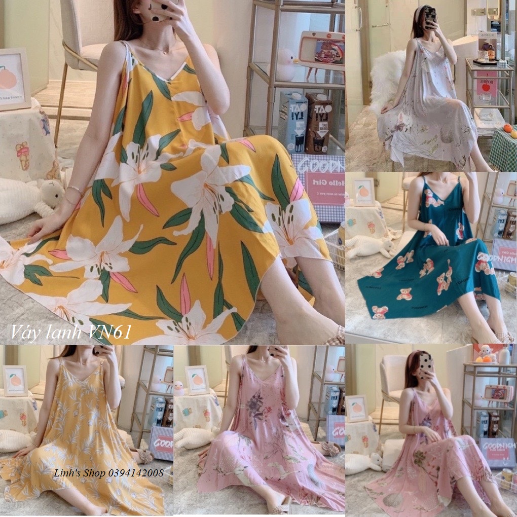 Váy 2 Dây Lanh Mặc Nhà VN61