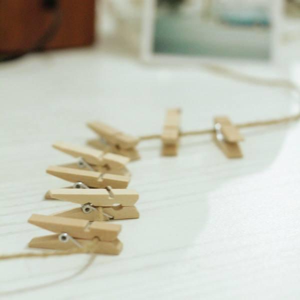 Kẹp gỗ siêu bé kèm 5 mét dây- Combo 50 chiếc