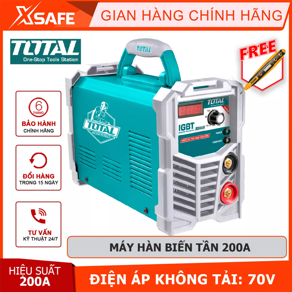 Electronic welding machine inverter MMA total TW22005 welding machine floor sensor voltages: 220-240V voltage 10-200a voltage no-load 70V size welding rod 1.6 -5.0mm IGBT inverter technology, do welding melting fast