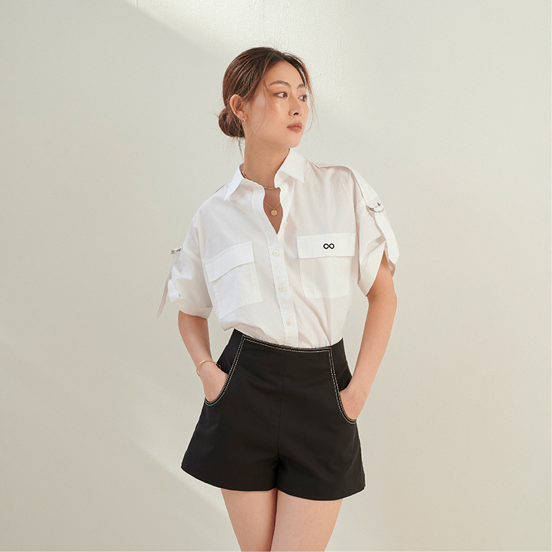 Quần Short Đứng Form Loe Trẻ Trung Đen