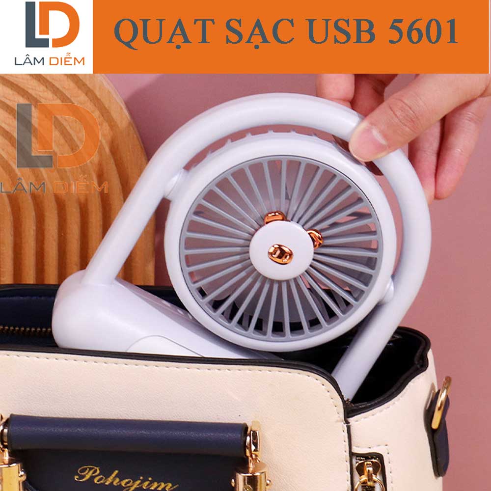 QUẠT SẠC MINI ĐỂ BÀN CÓ ĐÈN LED SIÊU MÁT 5601