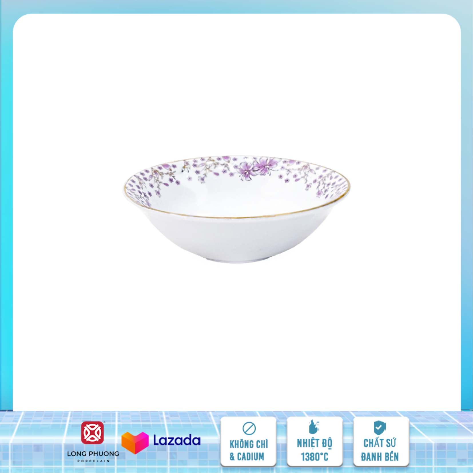 Tô choãng hoa 03 - Bát tô miệng loe đựng canh, súp, tô ăn mì , tô sứ trang trí đồ ăn đẹp mắt sứ Long Phương