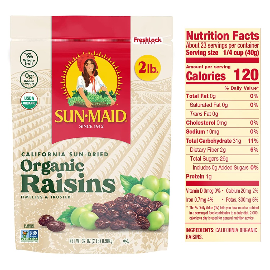 Nho Khô Hữu Cơ(California Sun-dried Organic Raisins) - SUN MAID - 0.90Kg