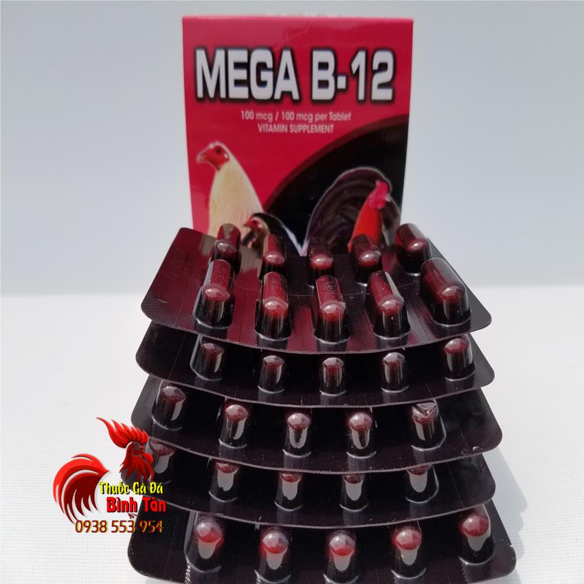 MEGA B12 - Viên nuôi tăng nước máu, tái sinh hồng cầu giúp chiến kê sung mãn, mau tới đá ( COMBO 4 Vỉ 40 Viên )