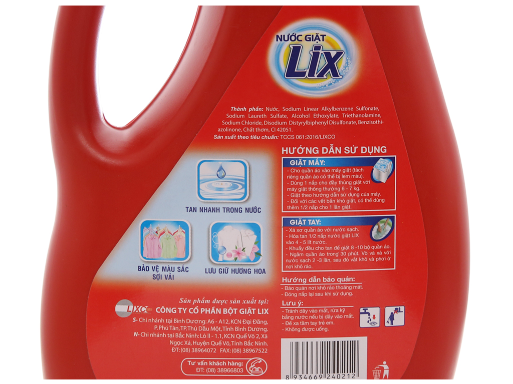 Nước giặt lix đậm đặc đỏ 2kg Mới Loại 1