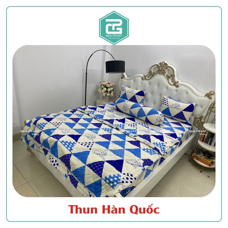 Bộ ga giường Thun Lạnh Hàn Quốc {4 món} họa tiết ( 1 ga bọc + 2 vỏ gối nằm + 1 vỏ gối ôm )