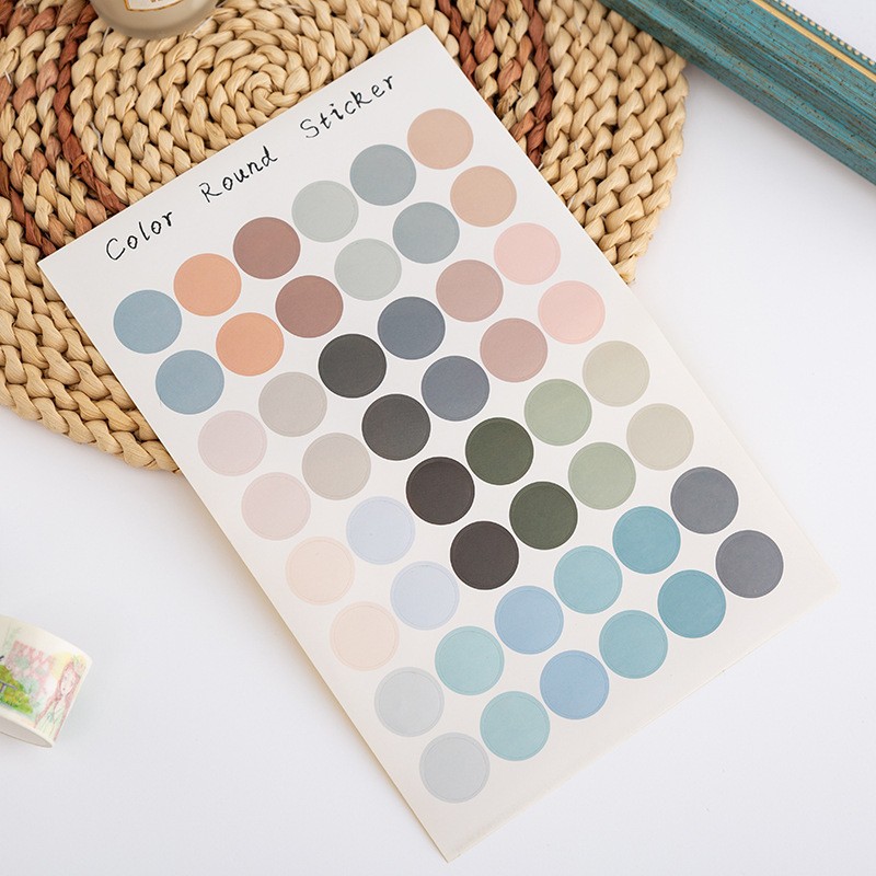 Tấm miếng dán trang trí thiết kế hình tròn đơn giản xinh xắn dành cho nhật ký/ sổ tay ST39